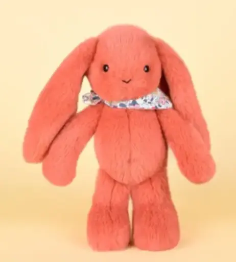 Doudou et Compagnie - Lapin doudou - Peluche lapin fleurette terracotta 