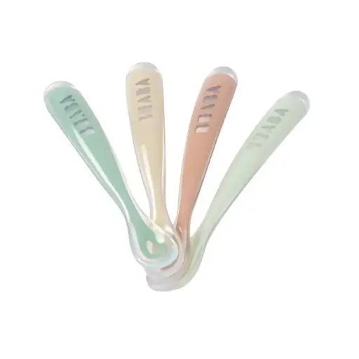 Beaba - Lot de 4 cuillères 1er âge silicone - Natural set [913625]