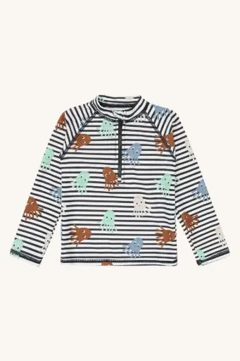 Hust & Claire - Haut de maillot longues manches anti-UV - Ligné méduses [44561]