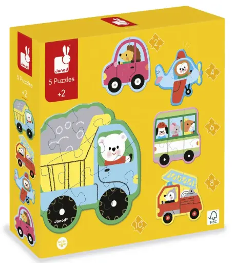 Janod - 5 Puzzles évolutifs Voiture [J02489]