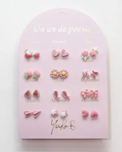 Yuko.B - Un an de poesie - Boucles d'oreilles Rose [YB500222]