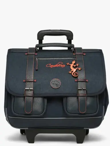 Caméléon - Sac à roulettes 3 compartiments - Vintage urban - Navy orange stitchin