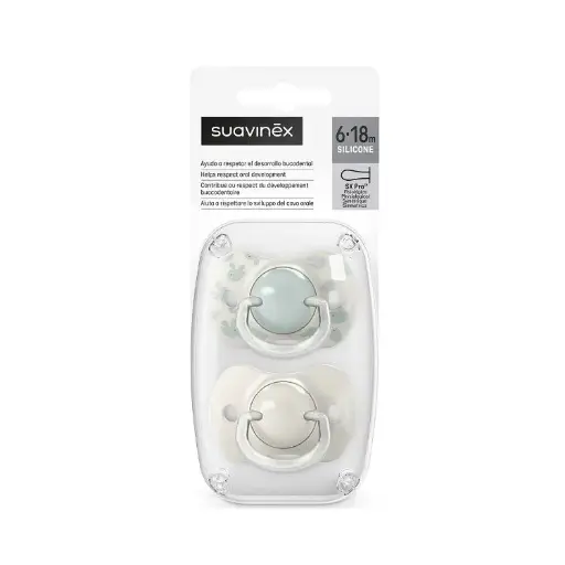 Suavinex - Lot de 2 sucettes SX Pro 6-18m Dreams Vert et Blanc