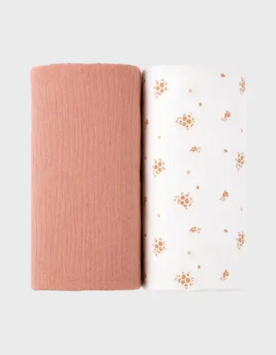 Noukie's - Lot de 2 langes en mousseline Fleurs d'Antan - 100X100cm [BB2640.58]