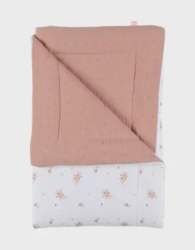 Noukie's - Couverture 75 x 100 cm - mousseline - coton bio - Fleurs d'Antan [BB2640.42]