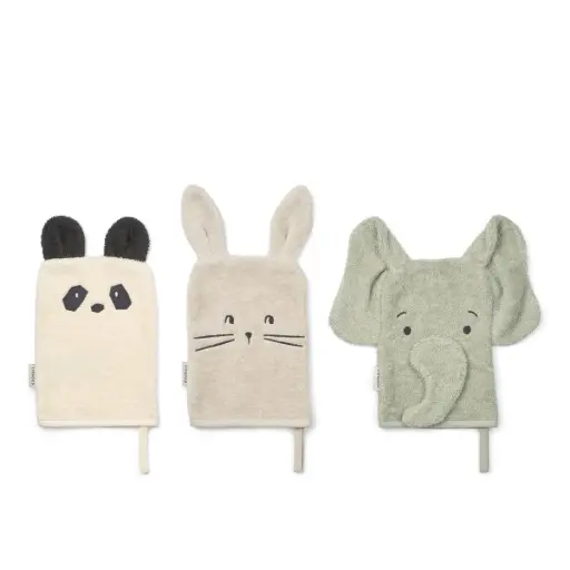 LIEWOOD - Lot de 3 gants de toilette Sylvester - Dove Blue Mix  [LW20746]