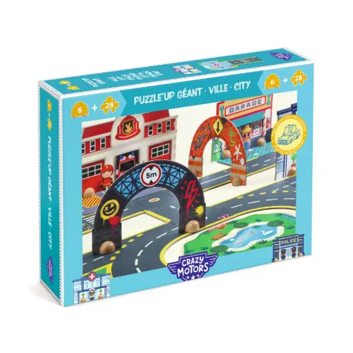 Djeco - Crazy Motors - Puzzl'Up Géant - Ville - 28 pcs + 6 pcs [DJ05499]