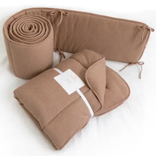 Bemini - Pack Tour de Lit + Tapis de Parc Réversible - Stripe Muffin Pady Twin Jersey Dunes