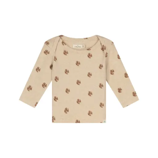 A Tiny Story - T-shirt à manches longues motif écureuil - Beige mélangé