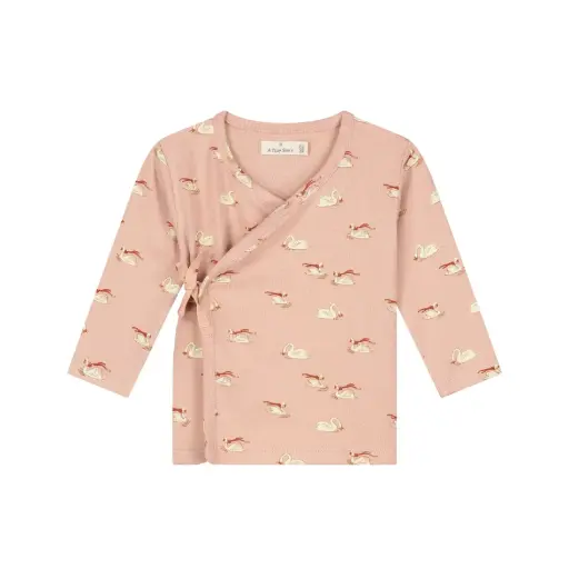 A Tiny Story - Blouse cache-coeur motif cygne - Old Pink