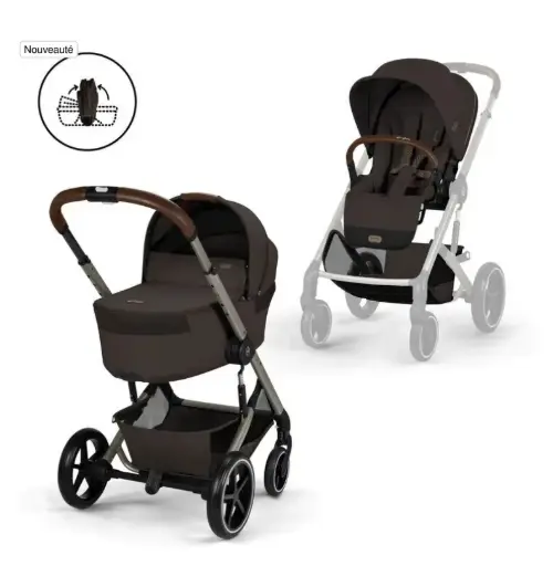 Cybex - Balios S Lux avec nacelle pliable - Chocolate Brown (taupe frame)