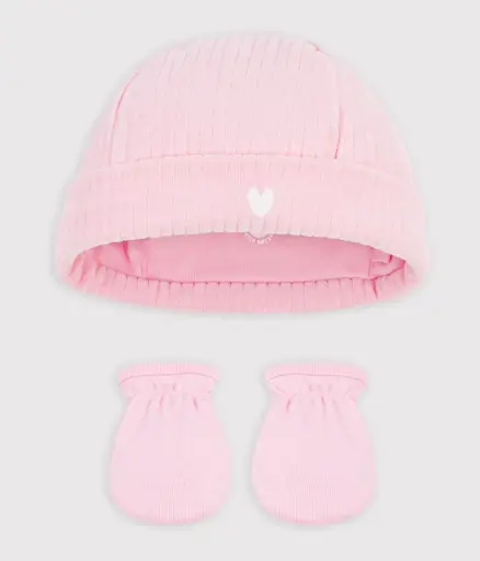 Petit Bateau - Lot de bonnet et moufles bébé en coton - 1mois [A0G0300460]