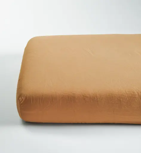 Kadolis - Drap housse Satin de Coton Bio lavé - 80 x 160cm - Ambre [DHSACO80160AMB]