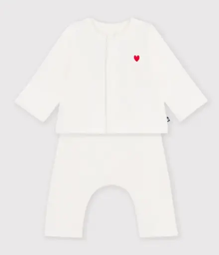 Petit Bateau - Ensemble bébé en coton - Coeur brodé 