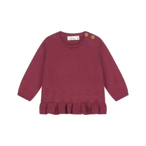 A Tiny Story - Pull tricot bébé volants - Dark Red 