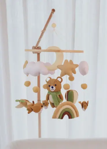 Little Loua - Mobile Bébé Fait Main - Ourson d’automne 