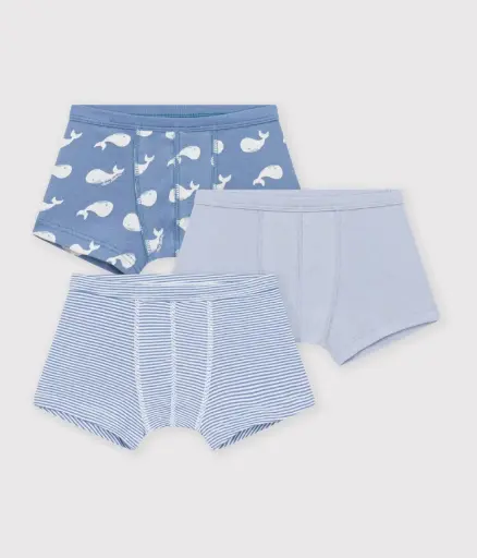 Petit bateau - Lot de 3 boxers en coton petit garçon -  imprimé baleines