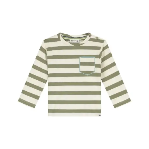 Babyface - T-shirt à manches longues ligné vert et blanc - Army - Garçon 