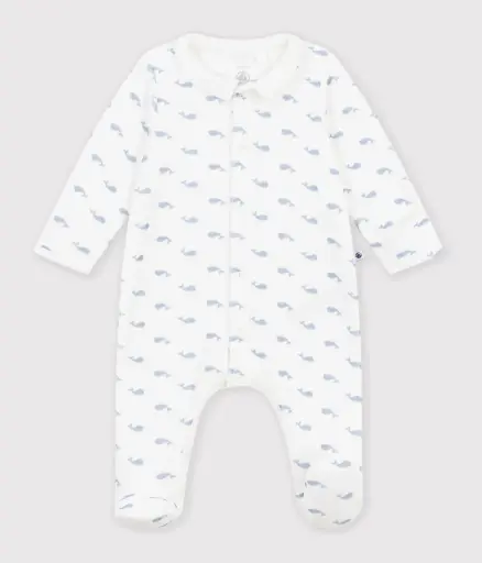 Petit Bateau - Pyjama en velours avec col imprimé baleine