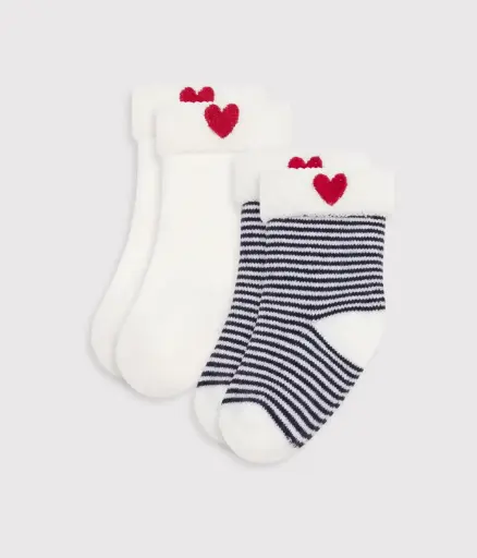 Petit Bateau - Lot de 3 paires de chaussettes bébé en coton brodé coeur - Naissance [A0DUE00000]