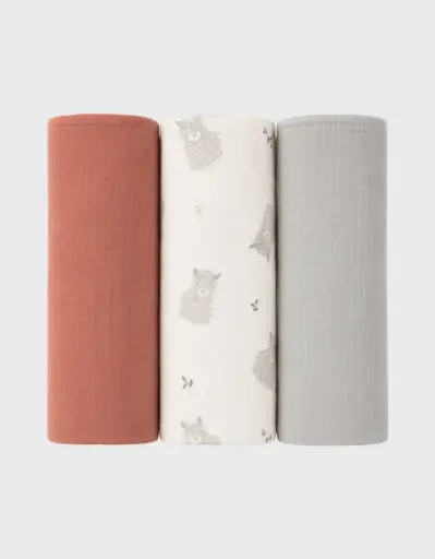 Noukie's - Lot de 3 langes en mousseline bio - 70x70 cm - Fluffy [BB2551.57]