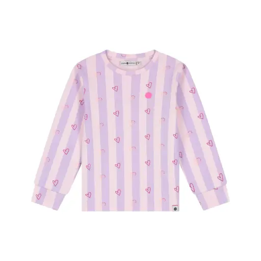 Stains & Stories - Pyjama Ligné Coeur - Blush- Fille