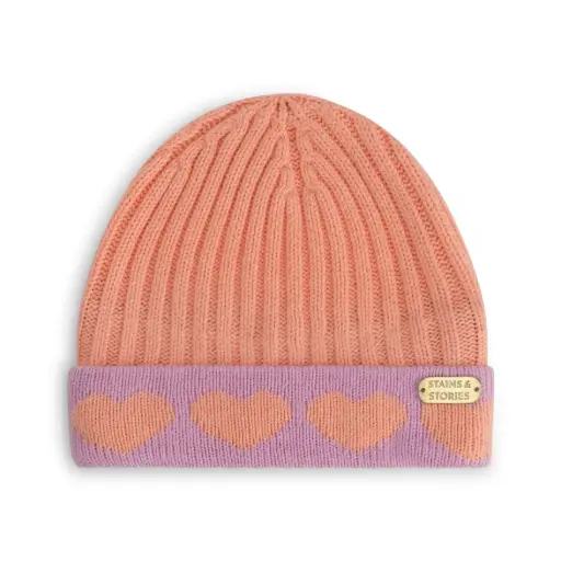 Stains & Stories - Bonnet Coeur - Salmon - Fille