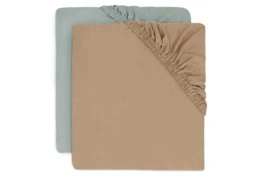 Jollein - Lot de 2 draps housse Jersey - 60 x 120 cm - Sea Green & Biscuit [2511-507-68079]