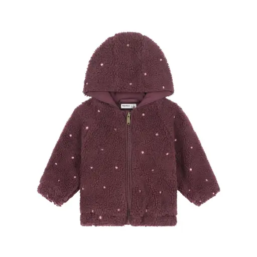 Babyface - Gilet zippé à capuche à pois- Bordeau - Fille