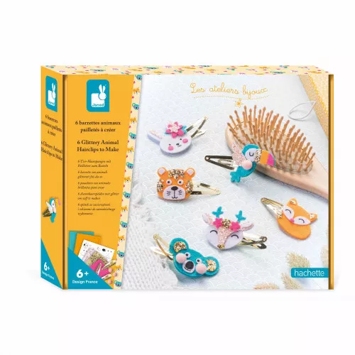 Janod - 6 Barrettes Animaux Pailletés à Créer [J07997]
