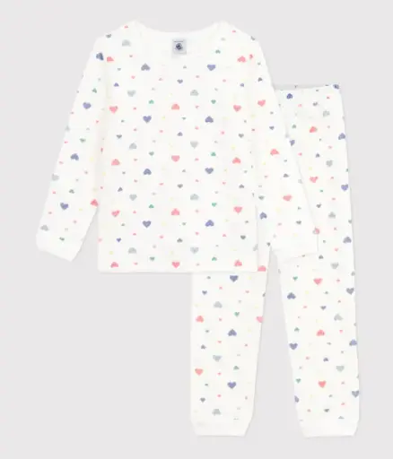 Petit Bateau - Pyjama enfant en velours imprimé cœurs
