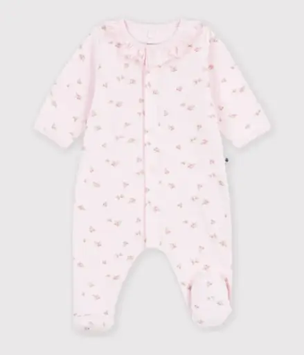 Petit Bateau - Pyjama bébé en velours avec col imprimé à fleurs