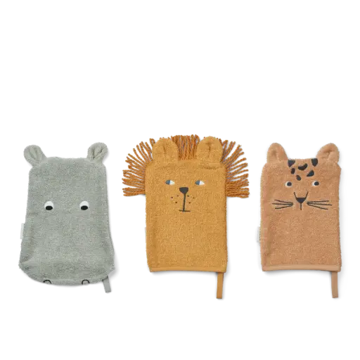 LIEWOOD - Lot de 3 gants de toilette Sylvester - Safari mix [LW14919]