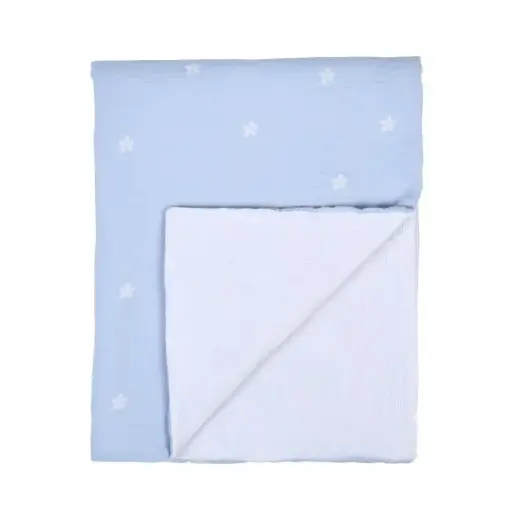 Childhome - Couverture (80x100cm) - Mousseline fleur - Bleue [CCBLMBF]
