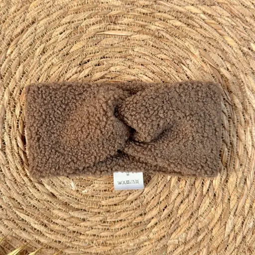 BidiBoo - Bandeau croisé enfant - Bouclette moka