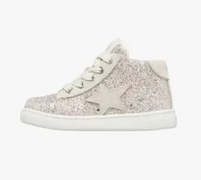 Naturino - Baskets en daim et paillettes - White Platinium - Fermeture éclair