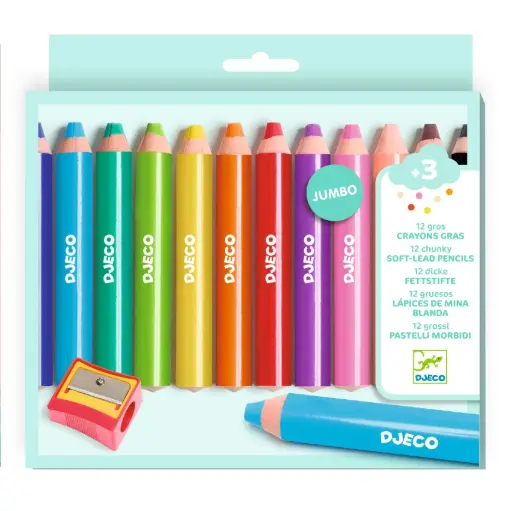 DJECO - 12 gros crayons gras - 3 ans + [DJ00971]