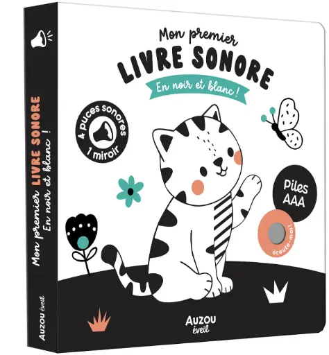 Auzou - Mes premiers sonores - Mon premier livre sonore en noir et blanc !  [EV250013-1]