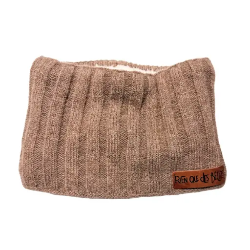 Rien que des Bêtises - Tour de cou enfant en laine doublé teddy - Taupe
