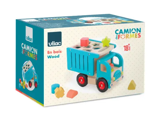 Vilac - Camion de tri d’éveil en bois – Boîte à formes [2122]