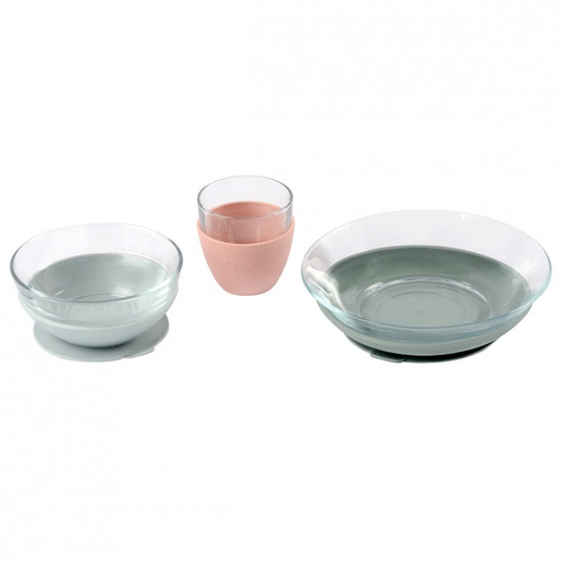 Béaba - Coffret Repas Verre Eucalyptus - 3 pièces [913487]