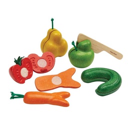 Plan Toys - Fruits et légumes tordus à découper en bois