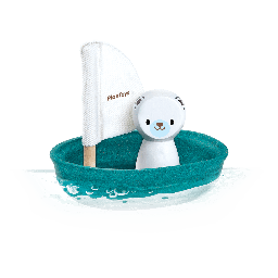 Plan Toys - Voilier ours polaire - Jouet de bain en bois recyclé