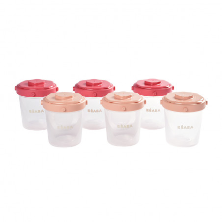 Béaba - Lot de 6 Portions Clip 2 ème âge - 200 ml - Coloris Assortis Rose