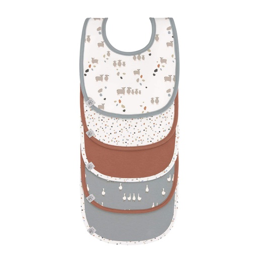 Lässig - Lot de 5 bavoirs - Tiny Farmer Sheep Blue