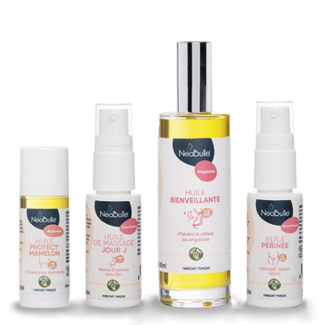 Neobulle / Pack de Soin Maman - Huile Périnée + Huile Massage Accouchement + Huile Bienveillante + Lait douceur + Gel toilette intime 