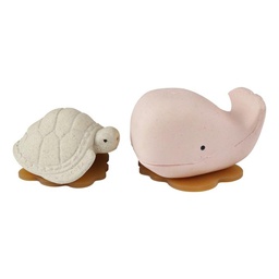Hevea Planet - Set de 2 jouets de bain - Baleine et tortue - White / sage