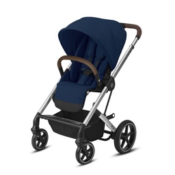 Cybex - BALIOS S LUX châssis chrome - Navy Blue - Poignée en Cuir Brun - New