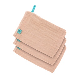 Lässig - Lot de 3 gants de toilette en mousseline - Rose Clair