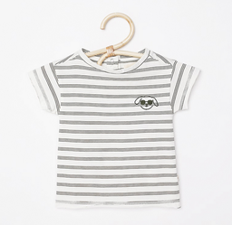 Les Petites Choses - T-shirt ligné MAE - Olive et broderie